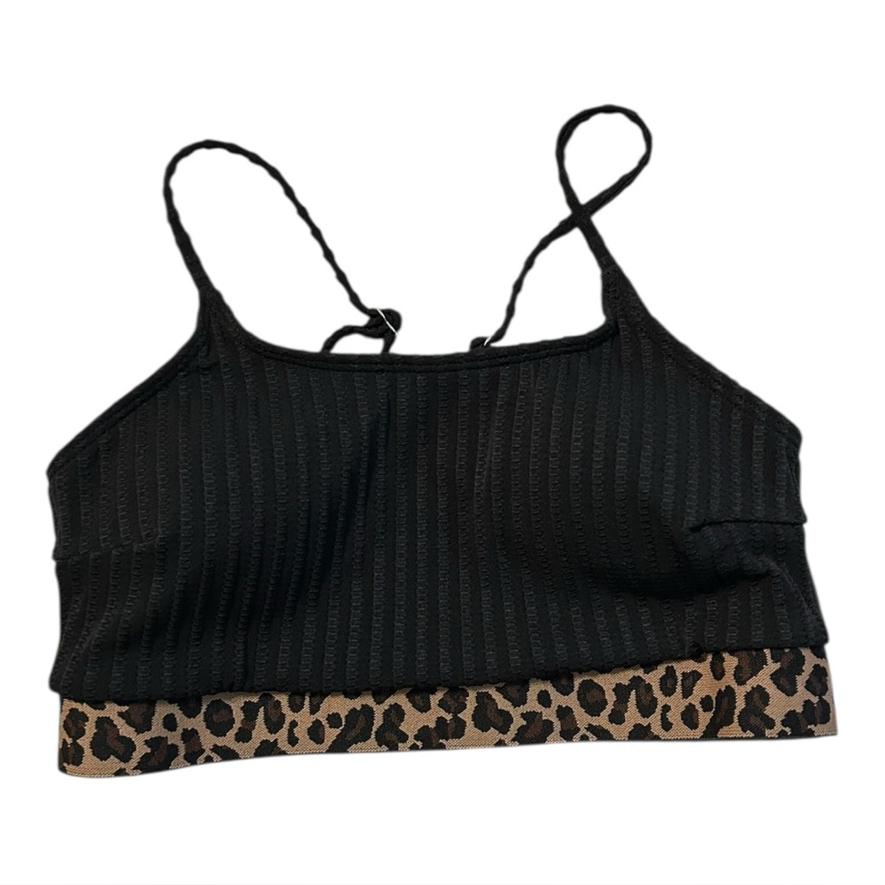 Sports Bra Black Animal Print Women’s Small Removable Pads Adj Spaghetti Straps